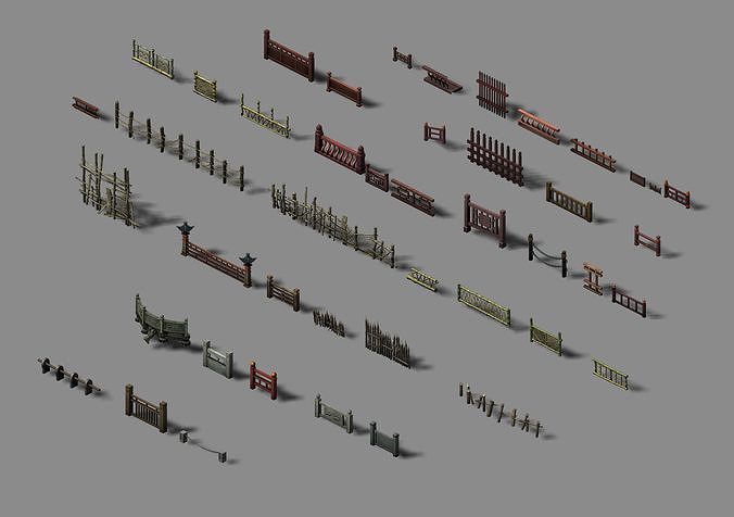 Game Building Decoration - Fence 01 3D model