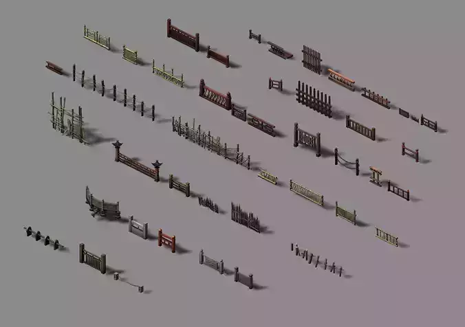 Game Building Decoration - Fence 01 3D model
