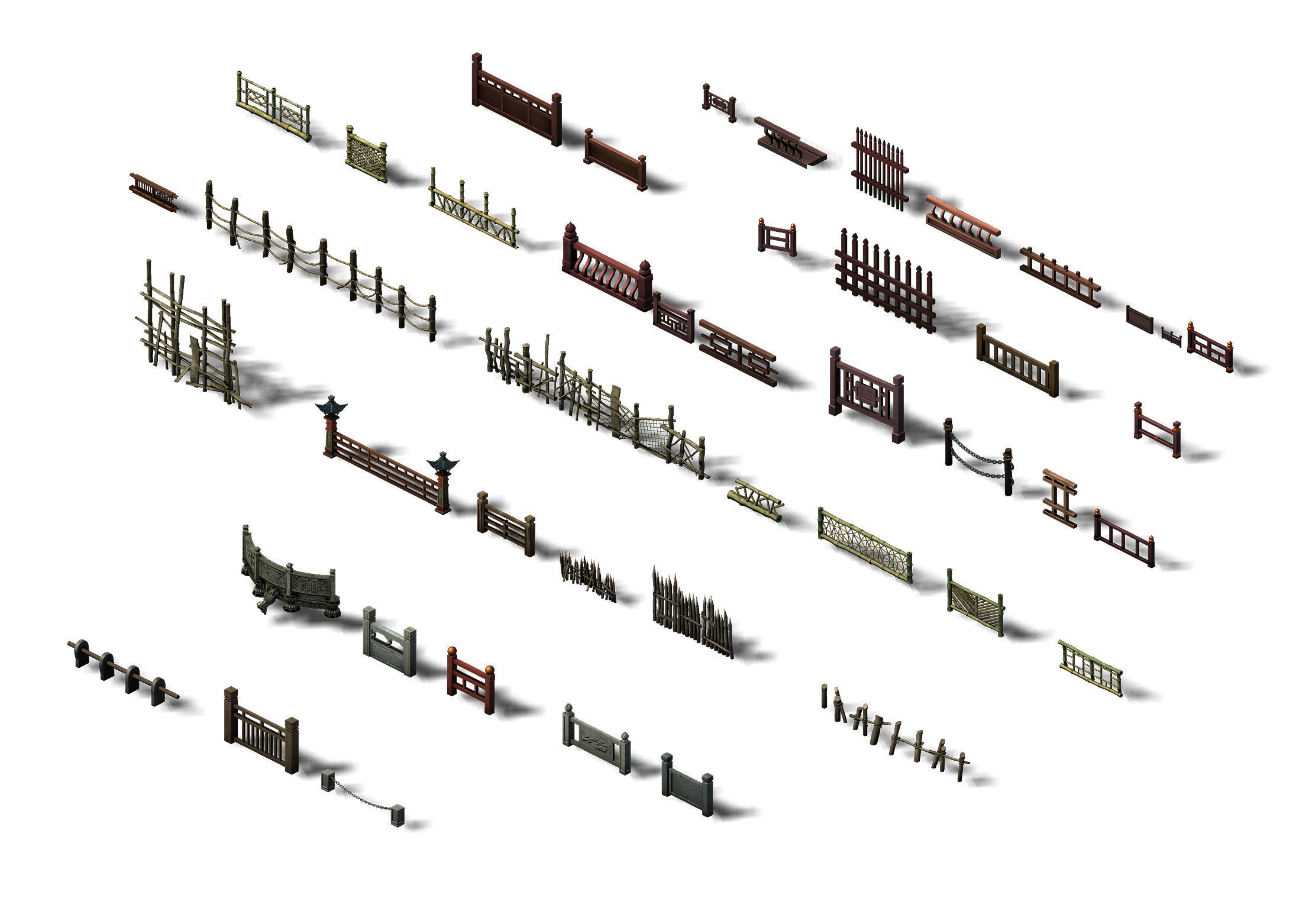 Game Building Decoration - Fence 01 3D model_1