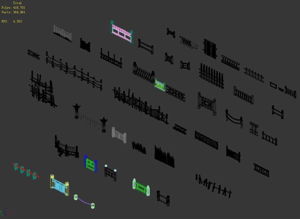 Game Building Decoration - Fence 01 3D model_3