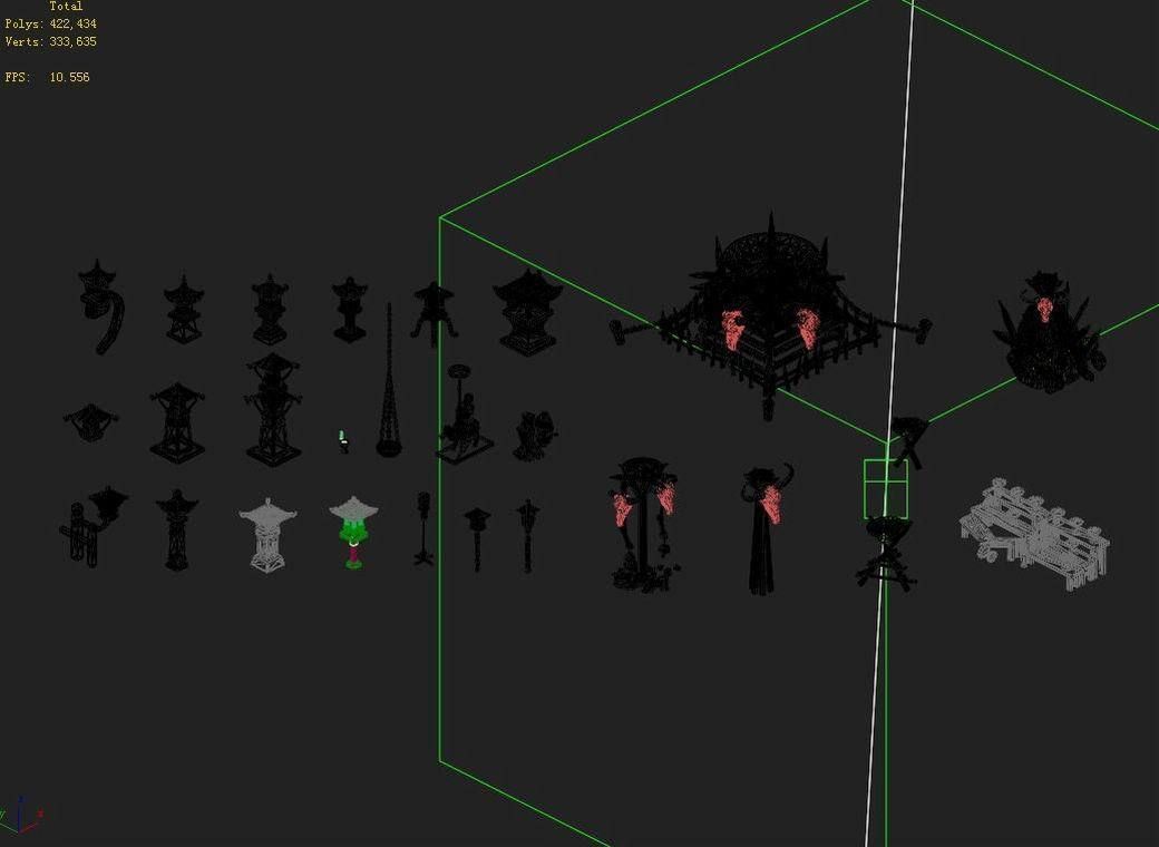 Game Architectural - stone lamp - brazier lamp 3D model_5