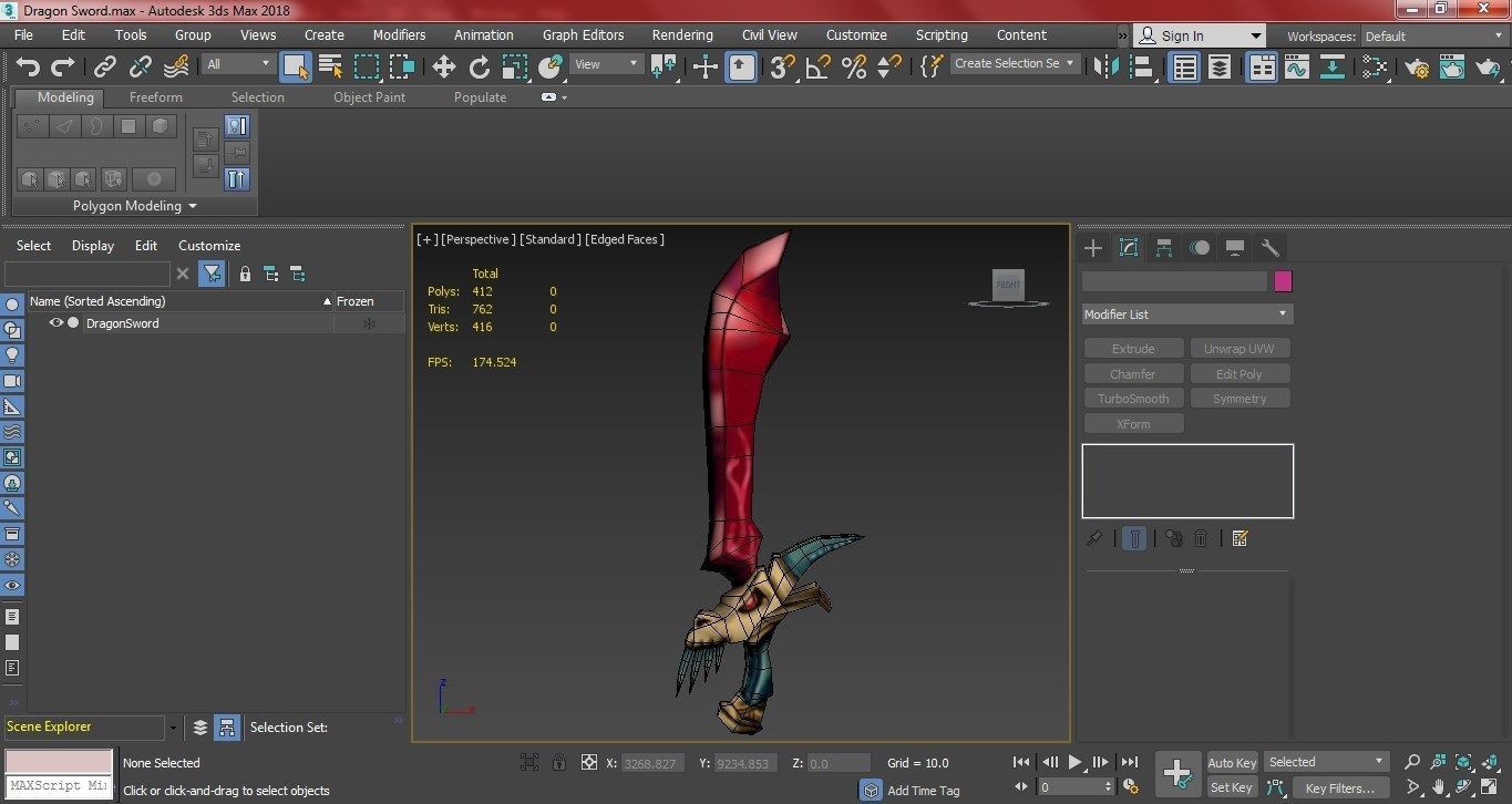 Stylized Dragon Sword Low-poly 3D model_13