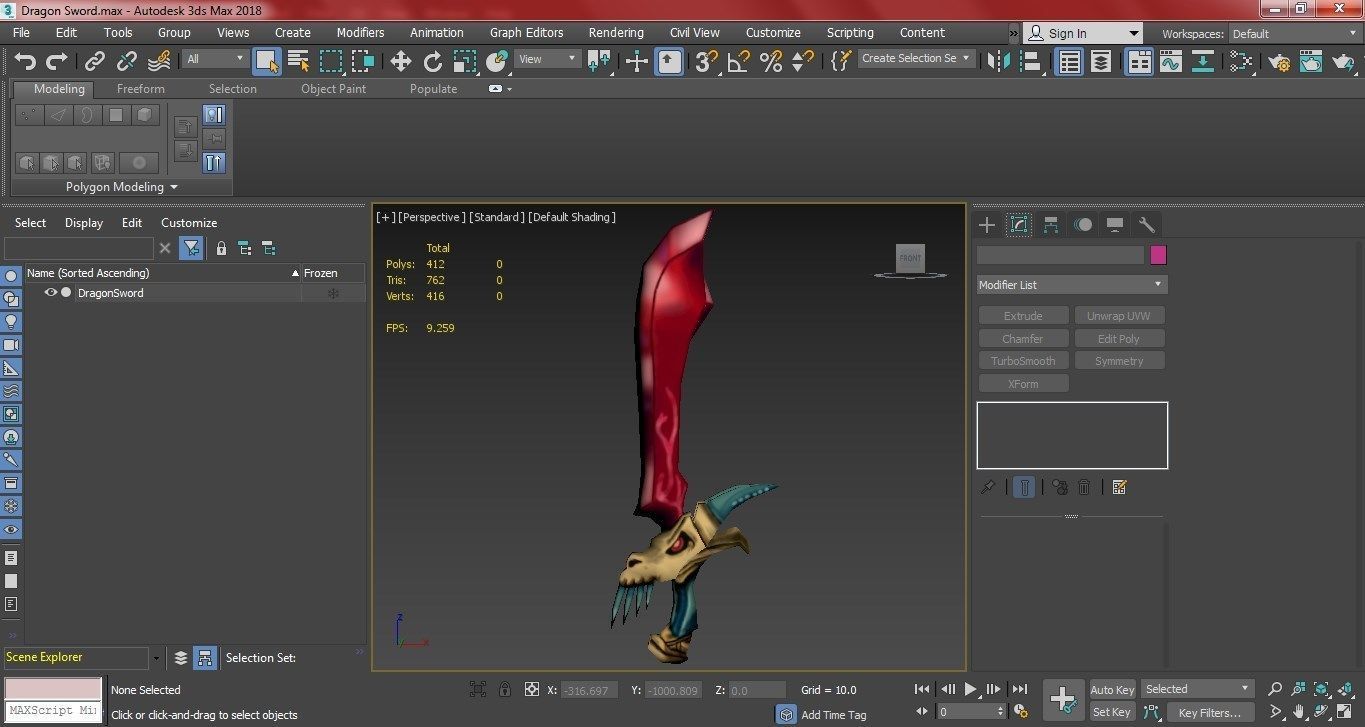 Stylized Dragon Sword Low-poly 3D model_14