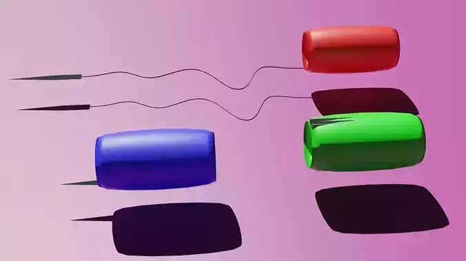 N Spear shadows of three different colored balls