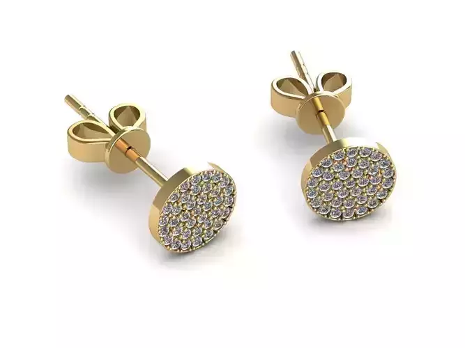Earrings diamond stud gold 3D print model