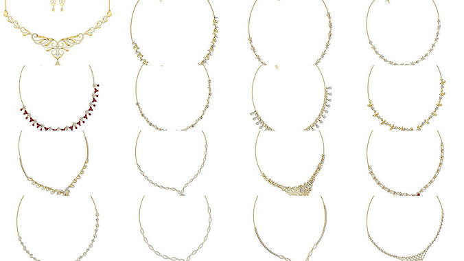 64 Bulk Women necklace-earrings set 3dm stl render detail 3D Model Collection