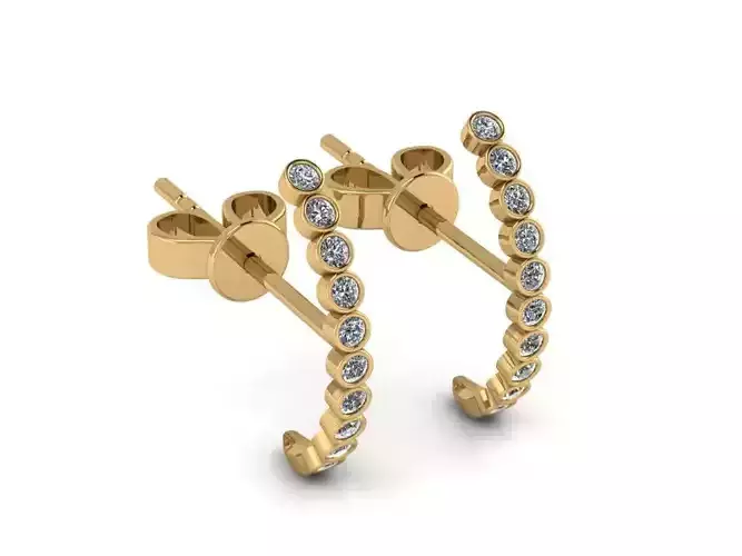 Earrings diamond hoop gold 3D print model