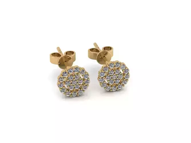 Earrings diamond stud gold 3D print model