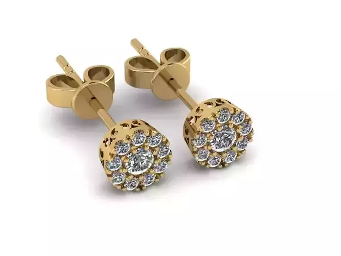 Earrings diamond stud gold 3D print model