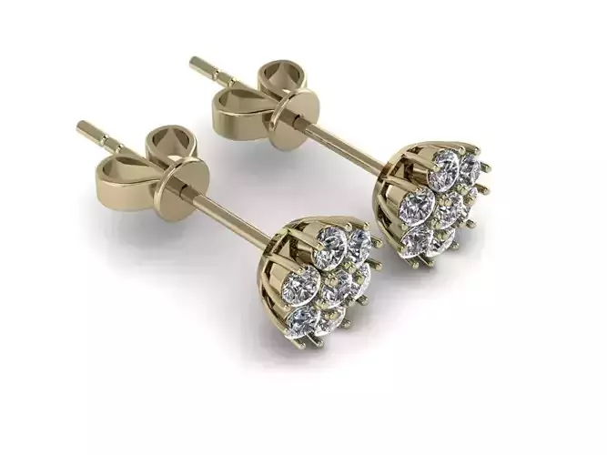 Earrings diamond stud gold 3D print model