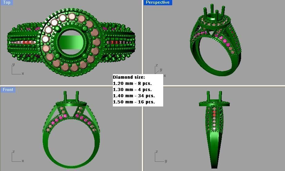 Women cocktail ring 3dm stl render detail 3D print model_3