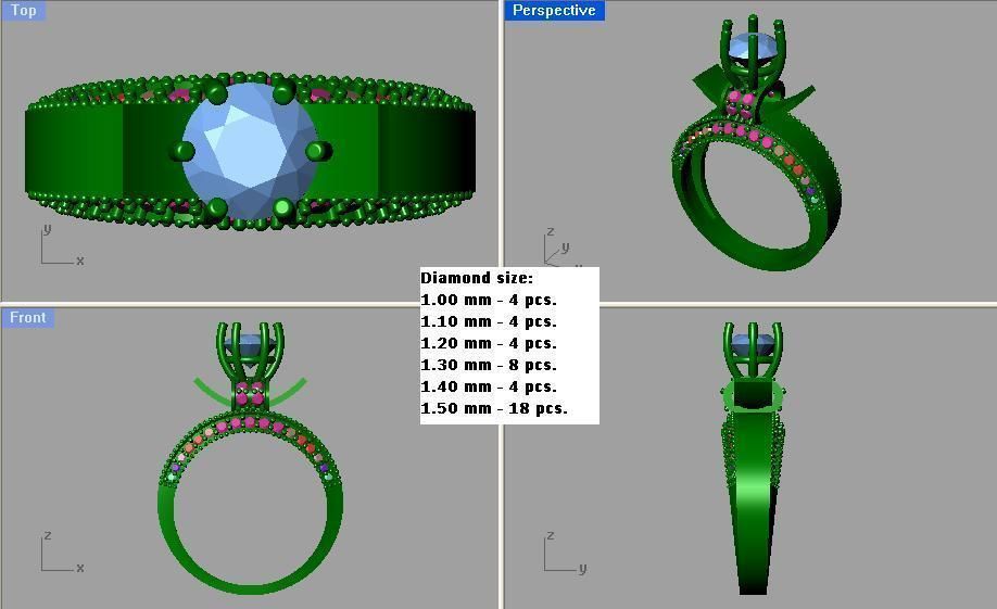 Women cocktail ring 3dm stl render detail 3D print model_3