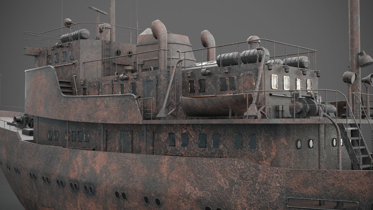 Old rusted abandoned vessel 3D model_7