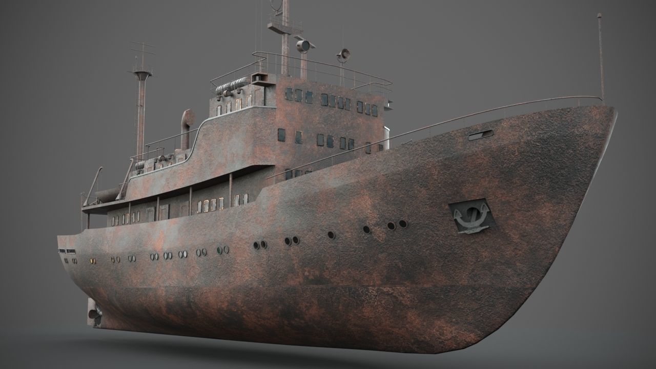 Old rusted abandoned vessel 3D model_3