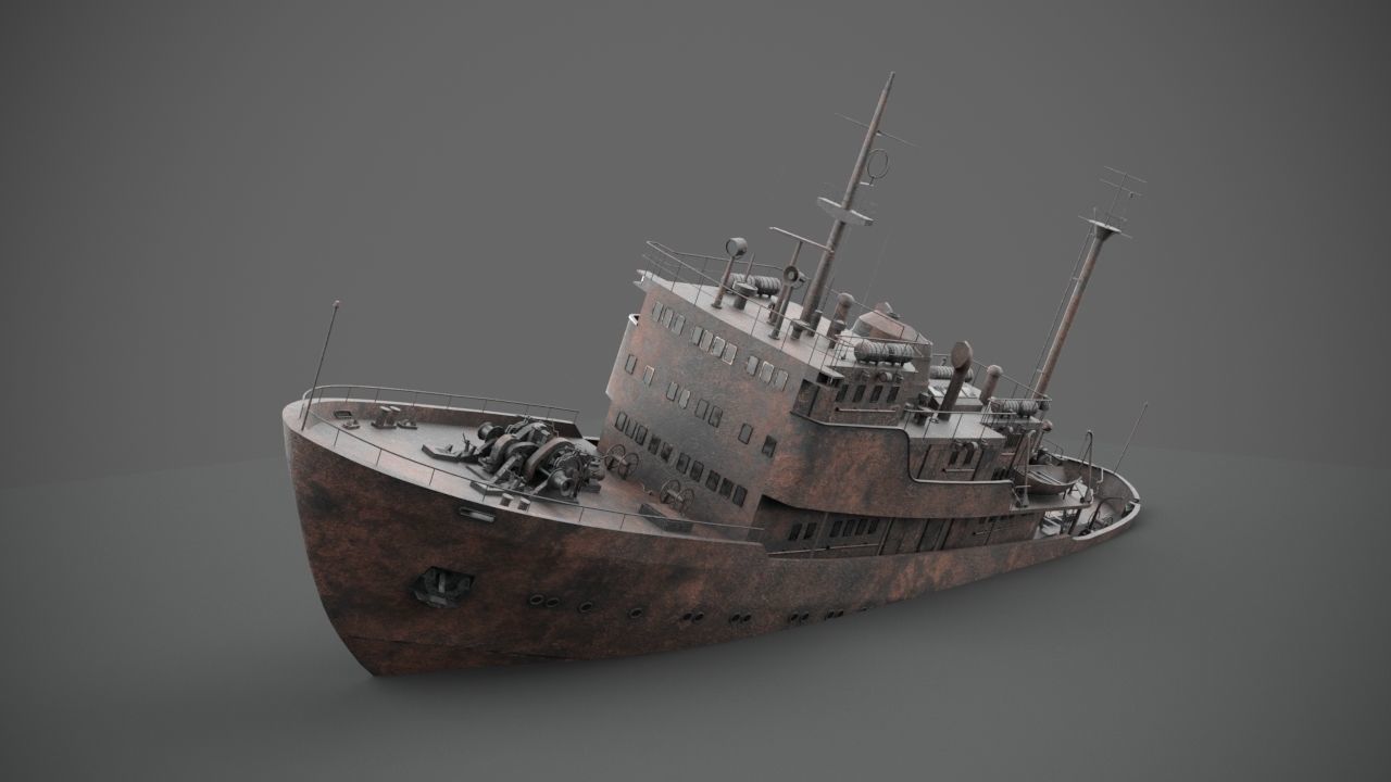 Old rusted abandoned vessel 3D model_9