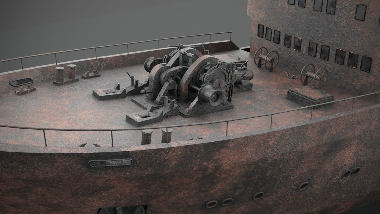 Old rusted abandoned vessel 3D model_8