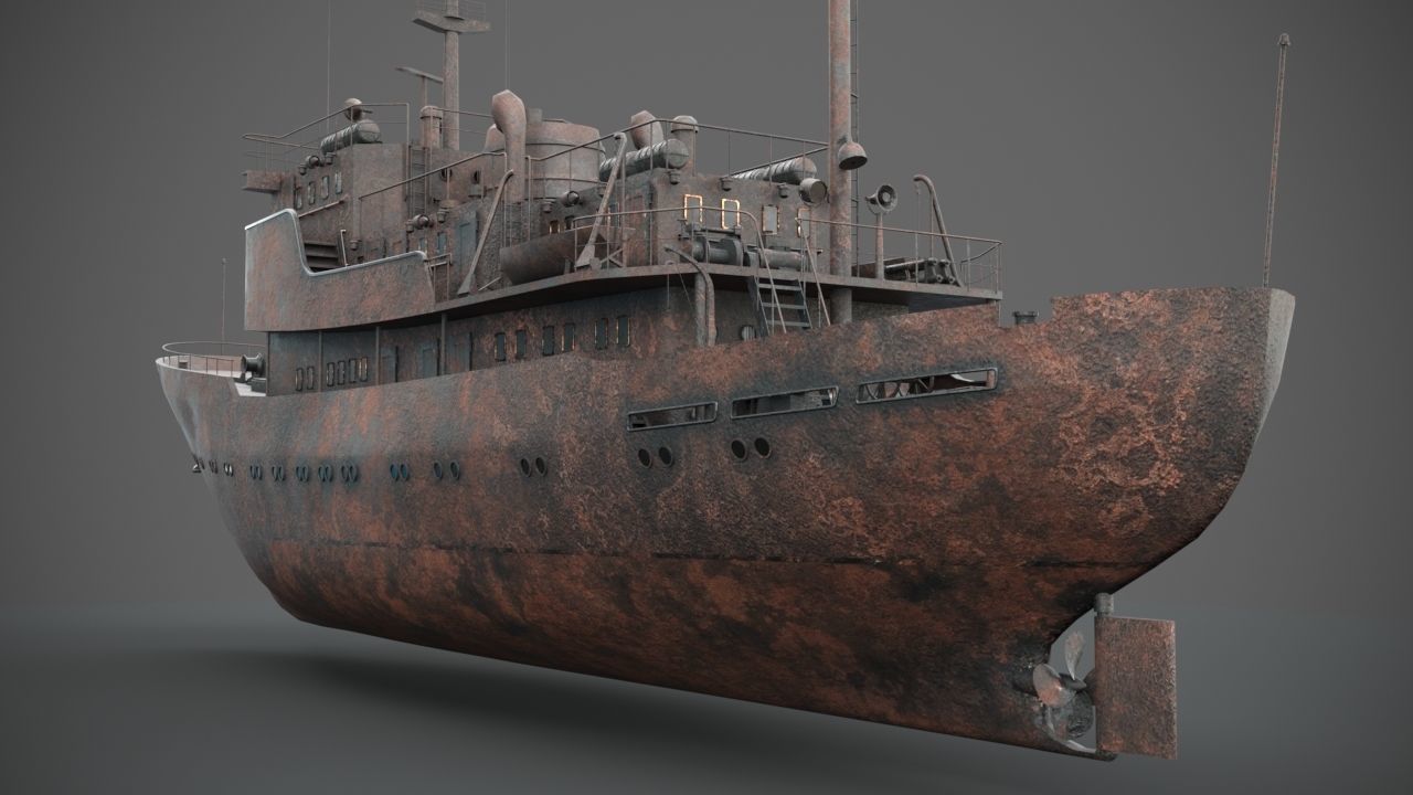 Old rusted abandoned vessel 3D model_5