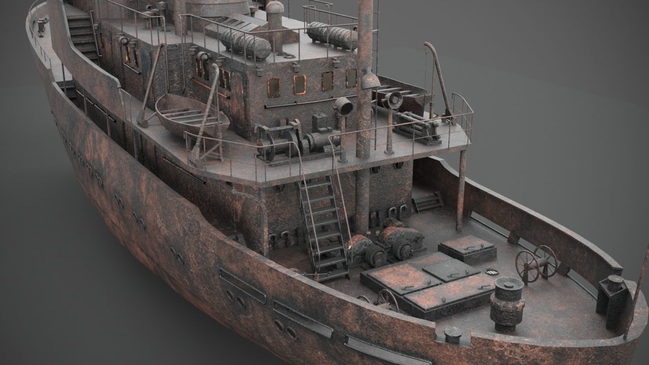 Old rusted abandoned vessel 3D model_6