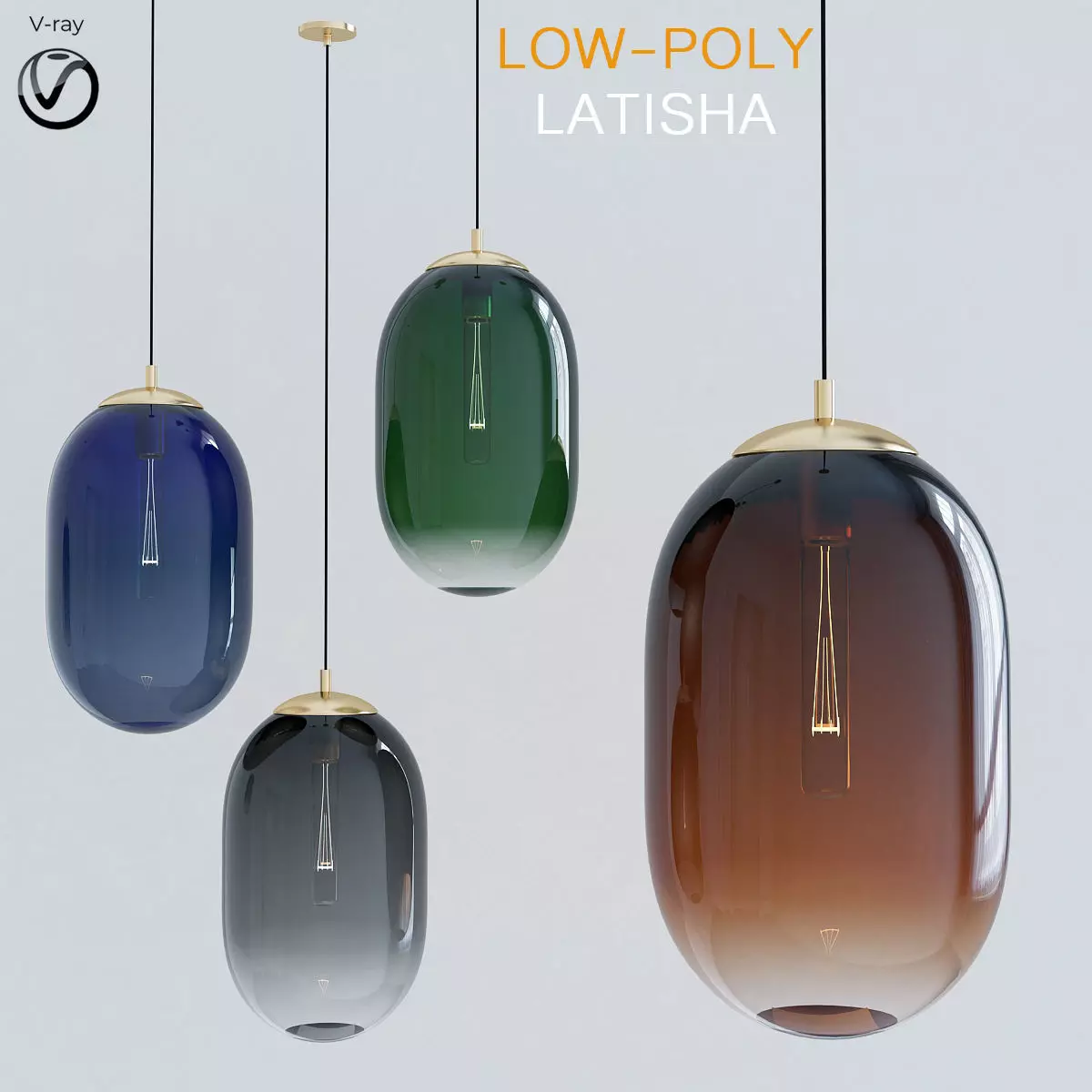 Latisha 3d model low - poly pendant lamp Low-poly 3D model
