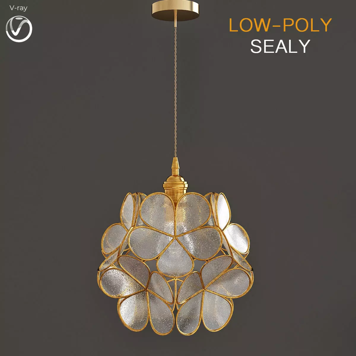 Zoyey 3d model gold leaf pendant light Low-poly 3D model_0
