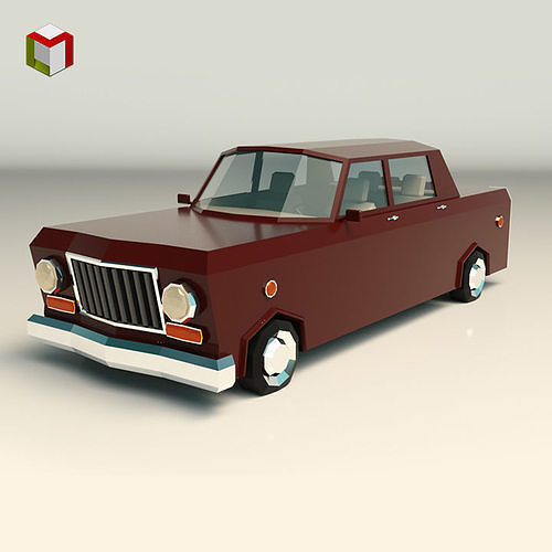 Low Poly Sedan Car 08 Low-poly 3D model