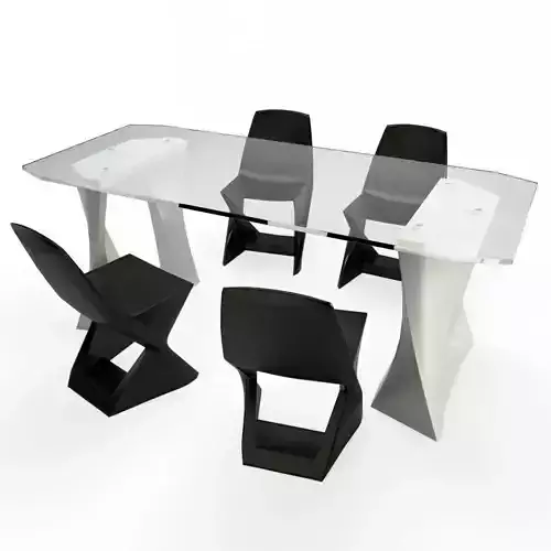 Iso Plastic Table and Chair Qui est Paul 3D model