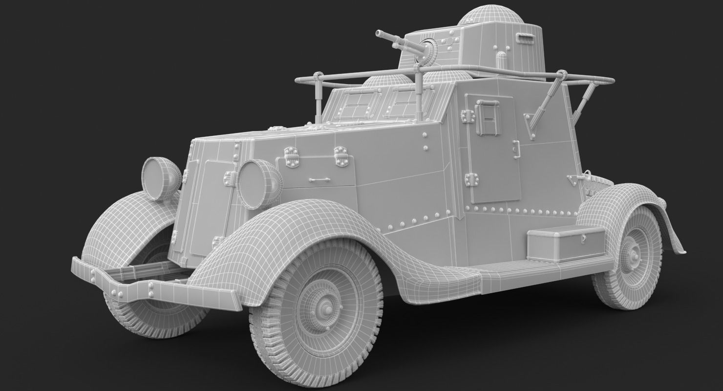 FAI M Armoured Car Clay VRay 3D model_16