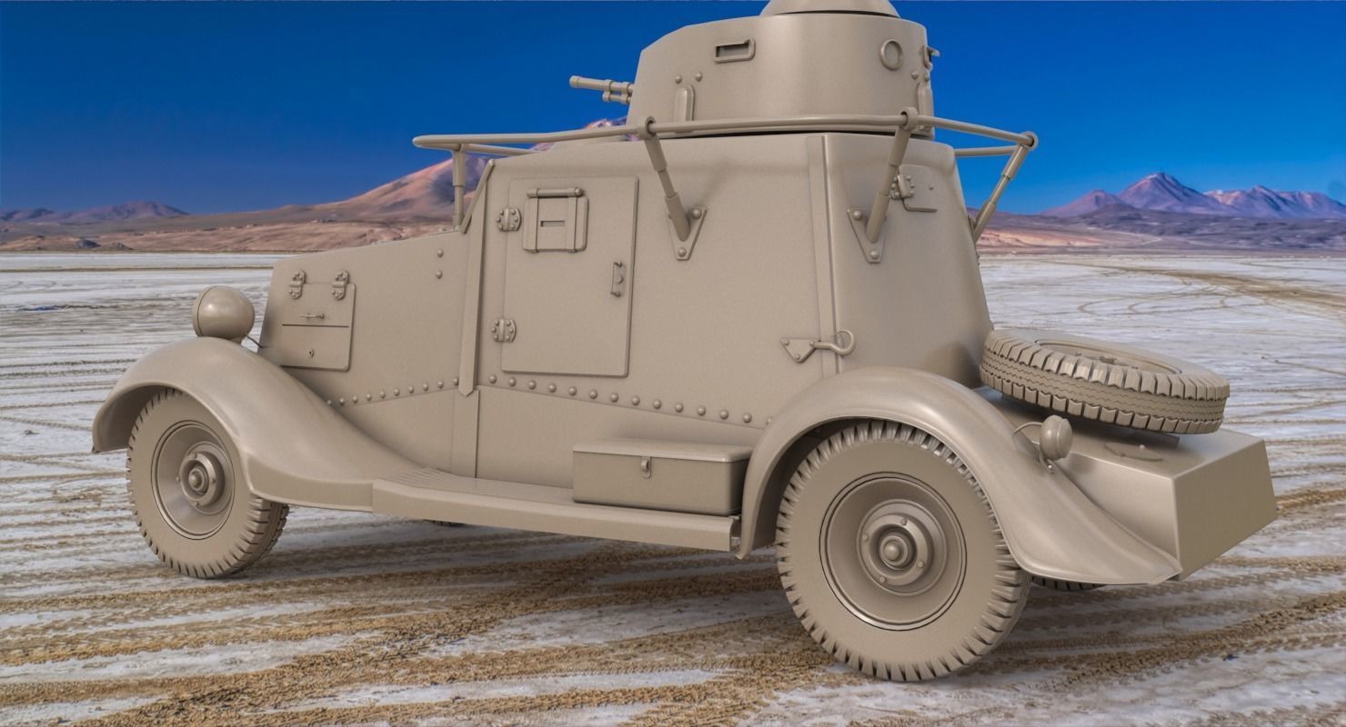 FAI M Armoured Car Clay VRay 3D model_3
