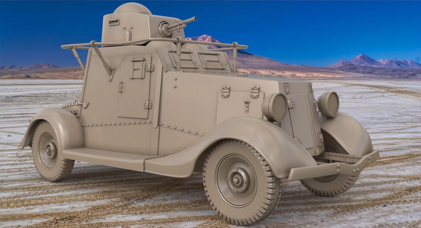 FAI M Armoured Car Clay VRay 3D model_2