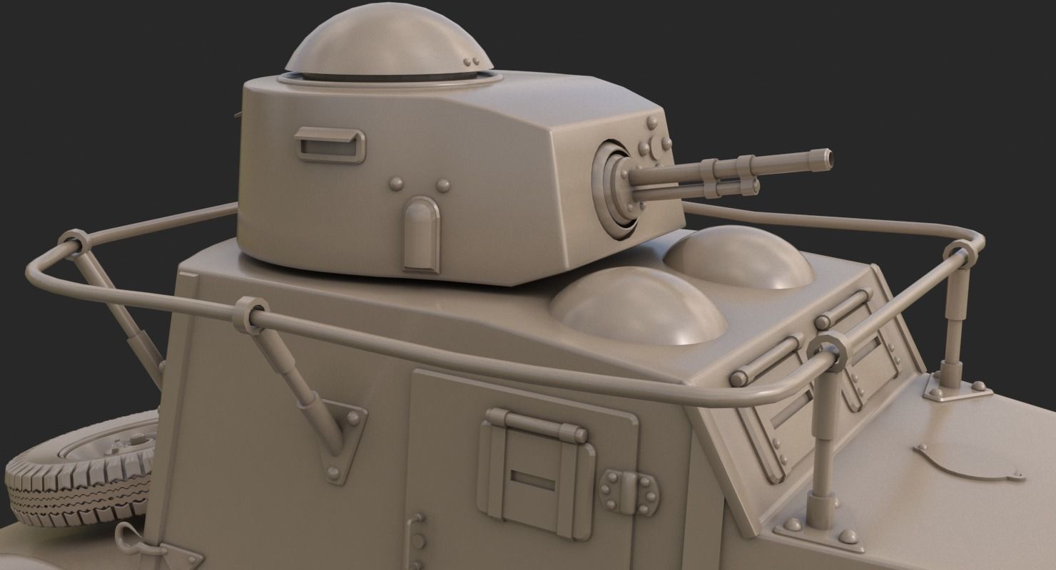 FAI M Armoured Car Clay VRay 3D model_14