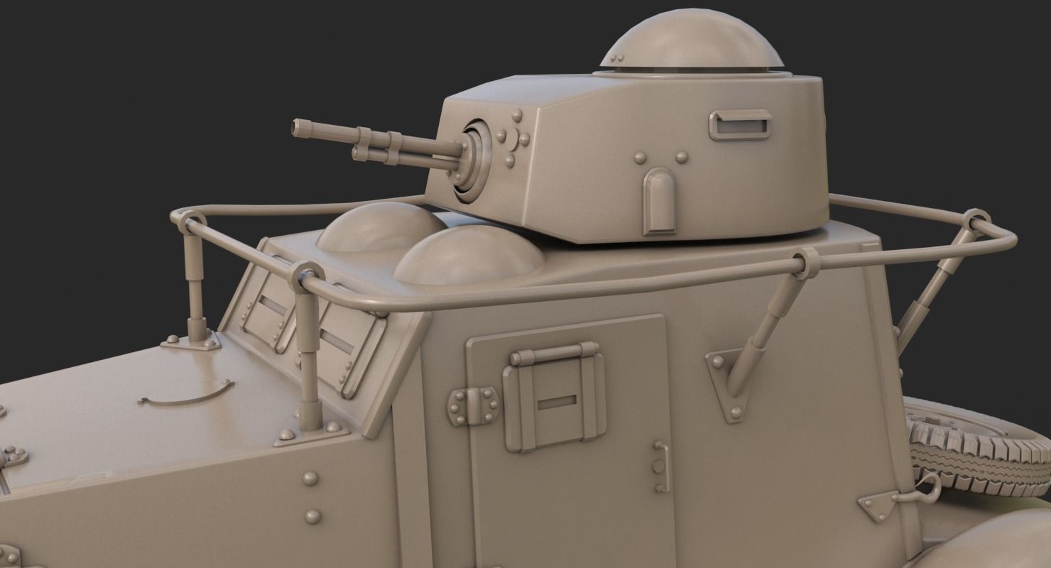 FAI M Armoured Car Clay VRay 3D model_13