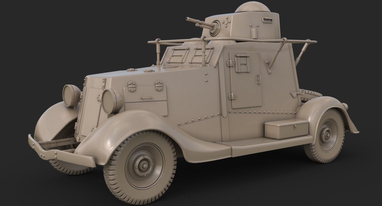FAI M Armoured Car Clay VRay 3D model_15