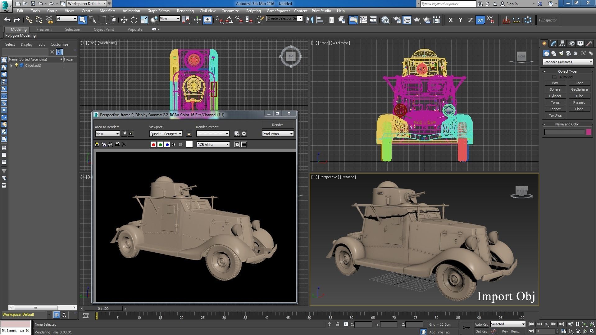 FAI M Armoured Car Clay VRay 3D model_22