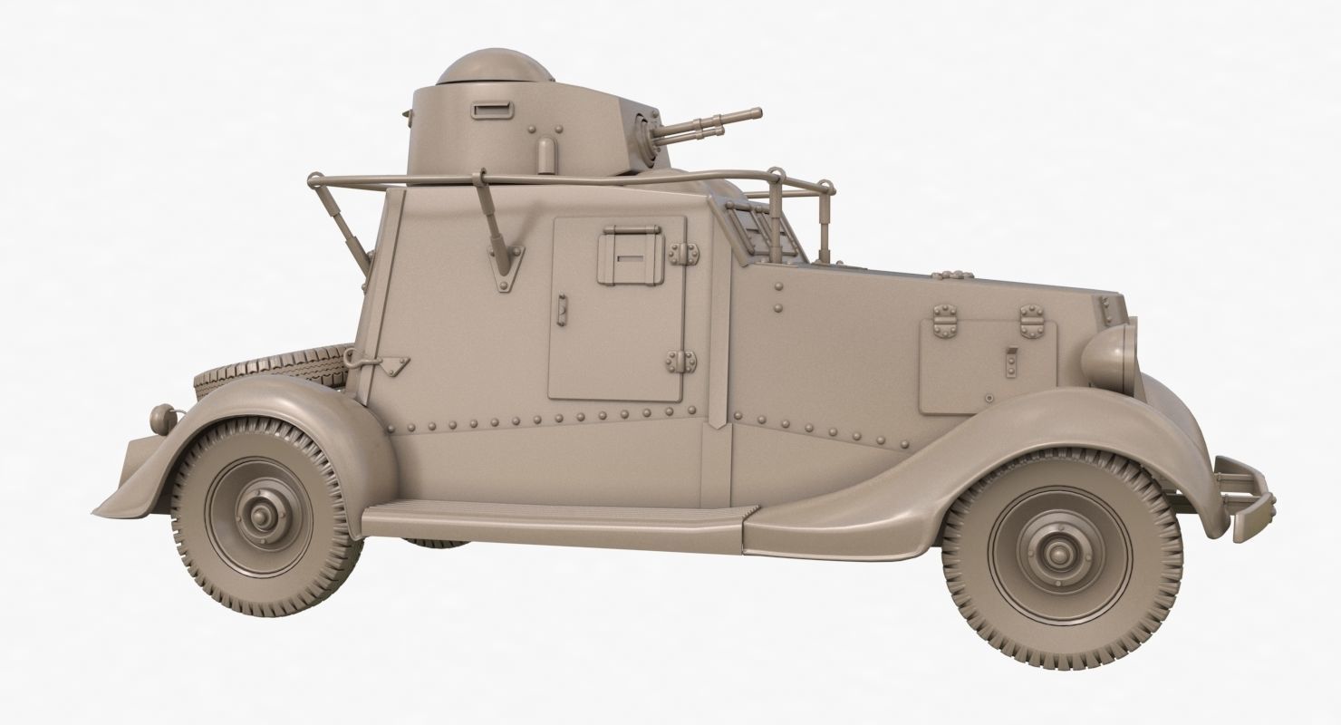FAI M Armoured Car Clay VRay 3D model_35