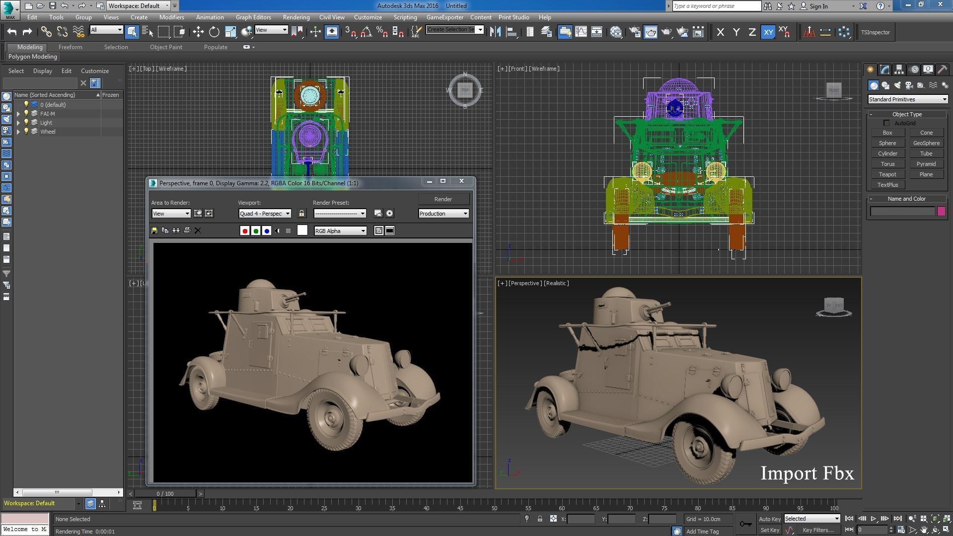 FAI M Armoured Car Clay VRay 3D model_21