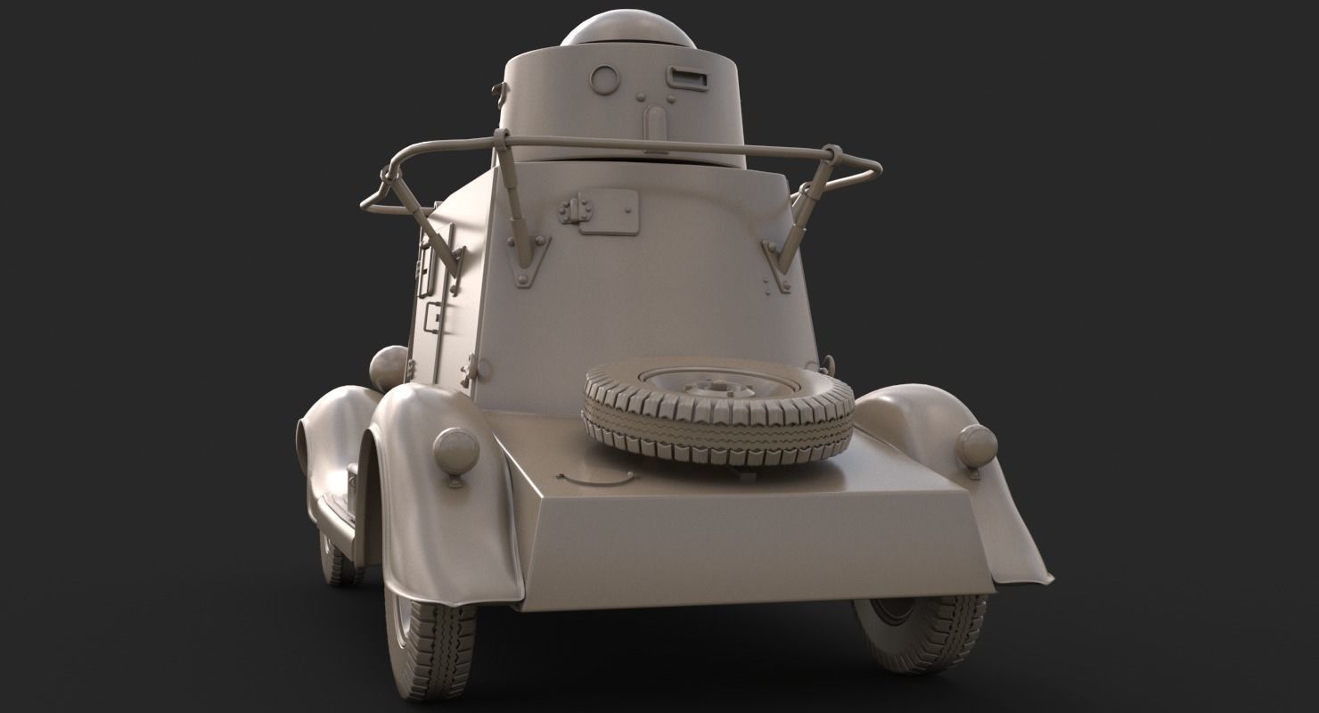 FAI M Armoured Car Clay VRay 3D model_8
