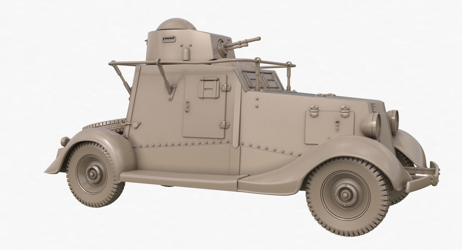 FAI M Armoured Car Clay VRay 3D model_34