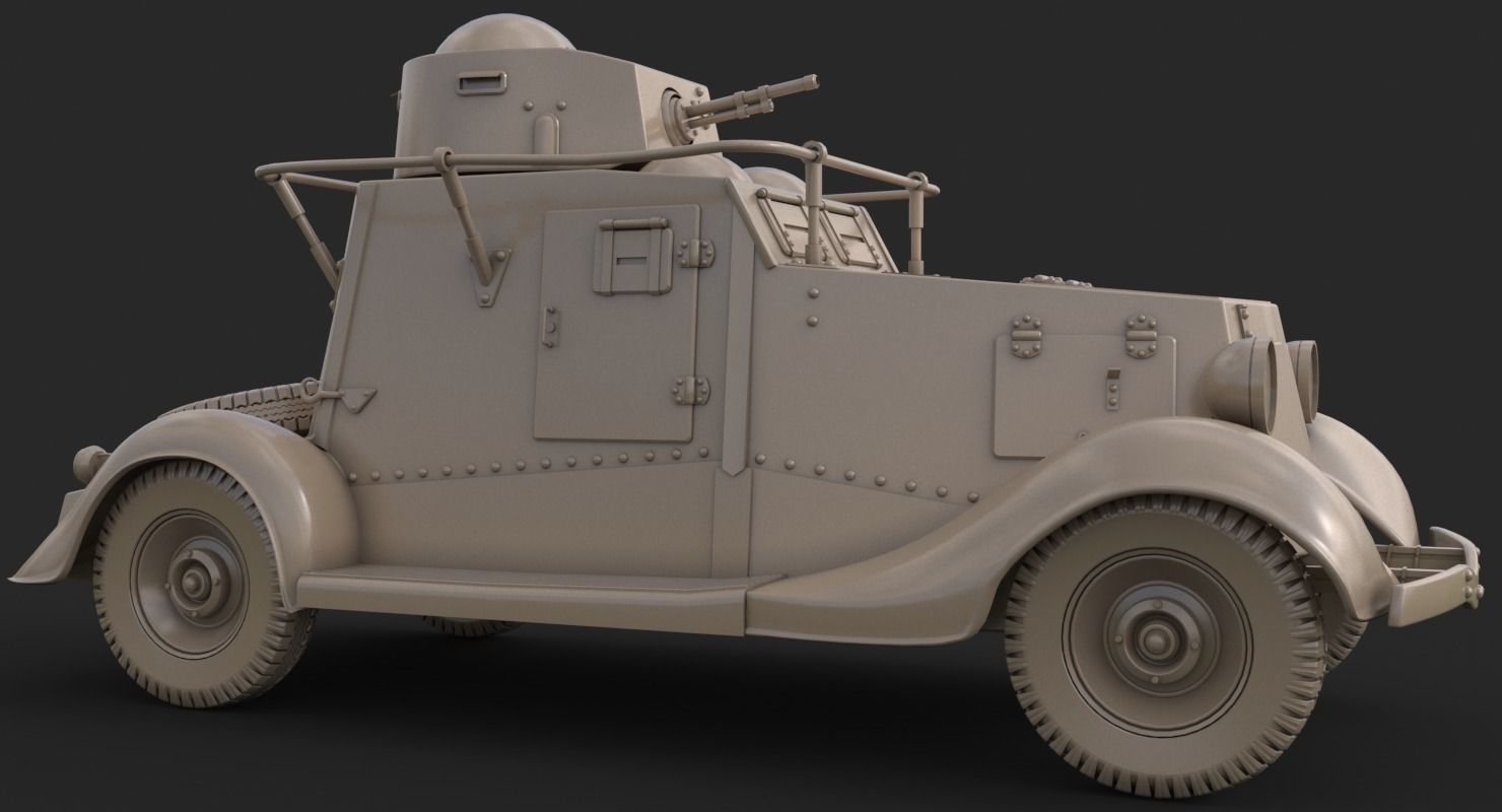FAI M Armoured Car Clay VRay 3D model_10