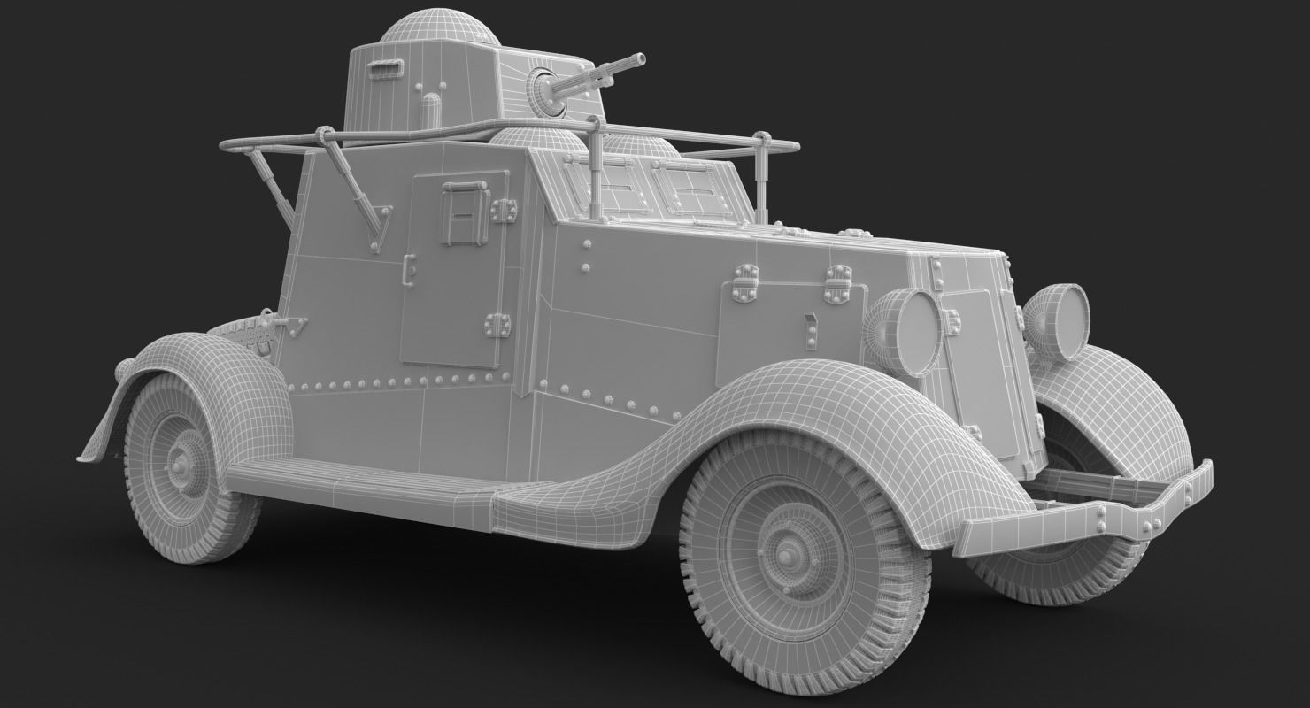 FAI M Armoured Car Clay VRay 3D model_19