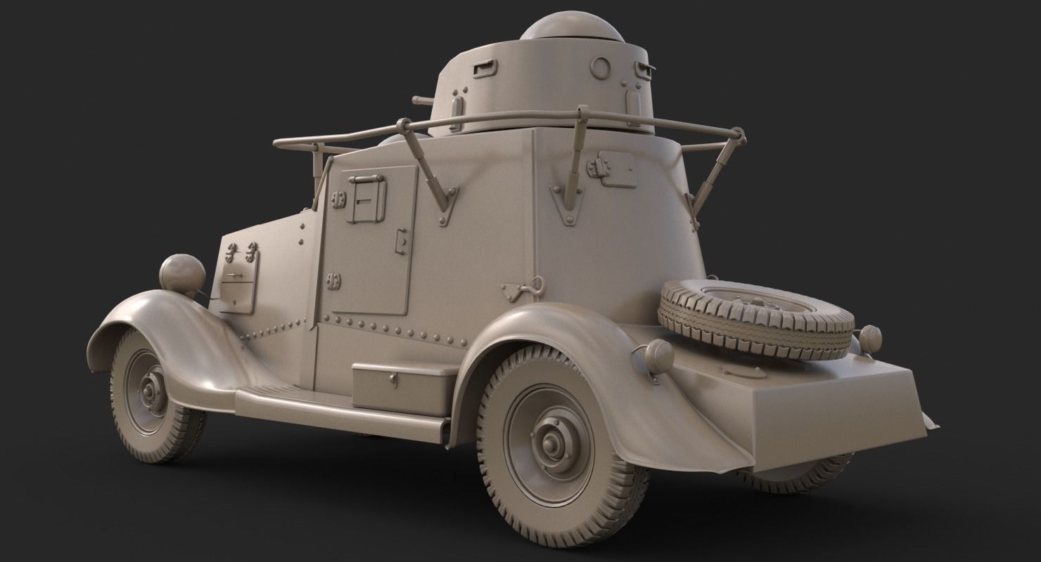 FAI M Armoured Car Clay VRay 3D model_7