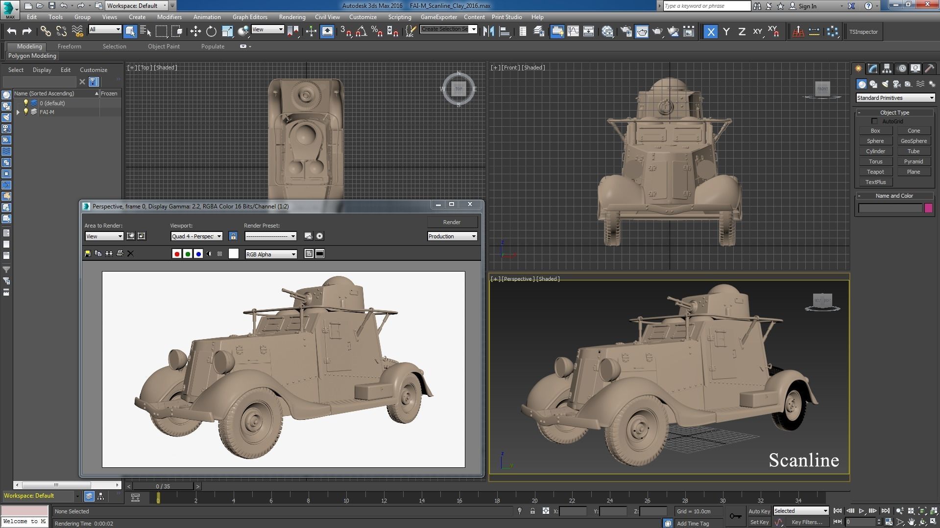 FAI M Armoured Car Clay VRay 3D model_20