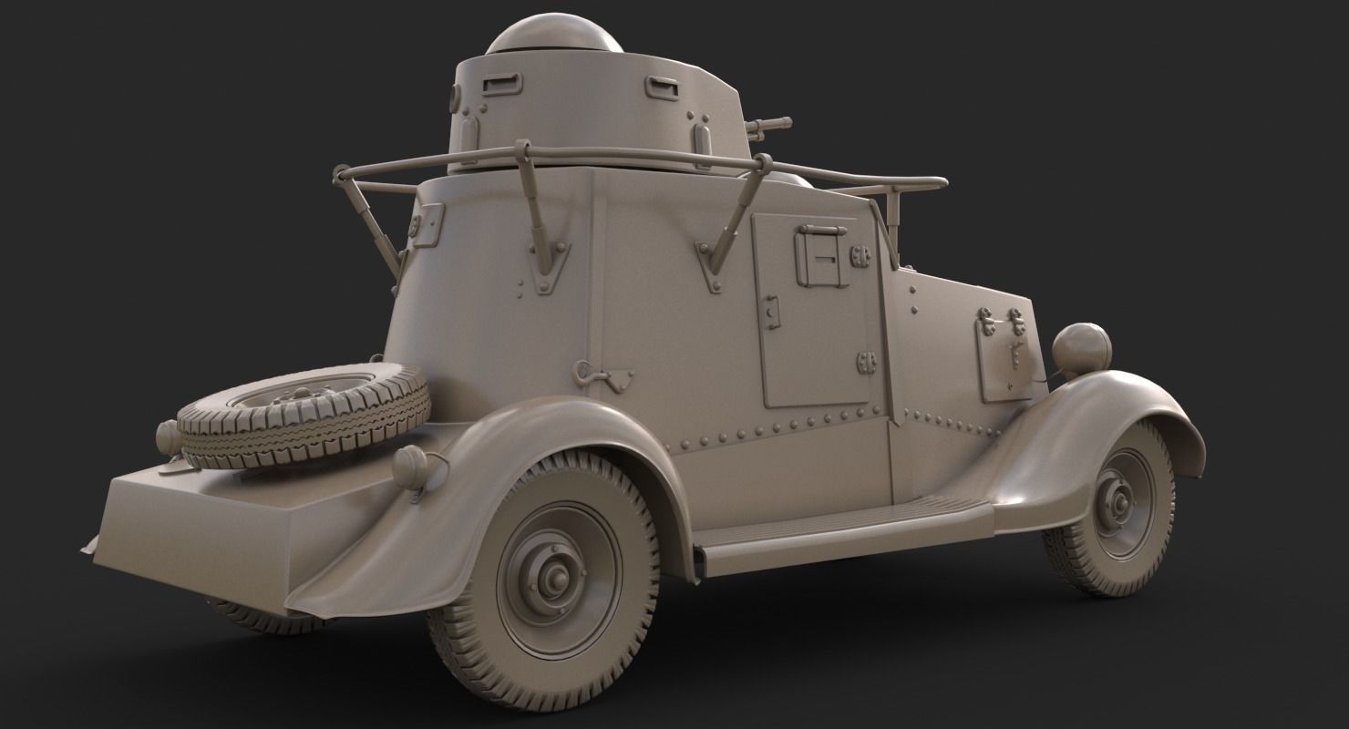 FAI M Armoured Car Clay VRay 3D model_9