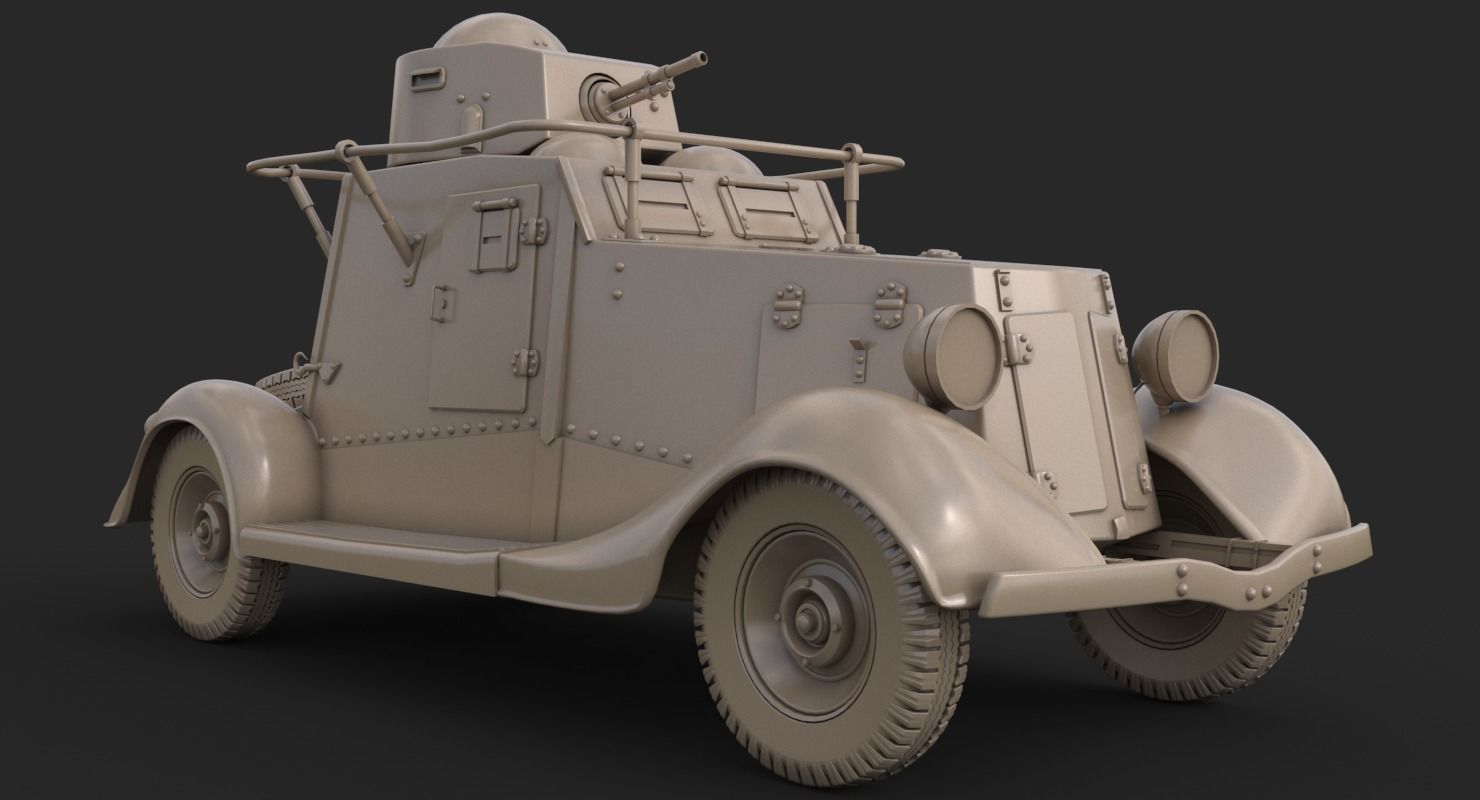 FAI M Armoured Car Clay VRay 3D model_11