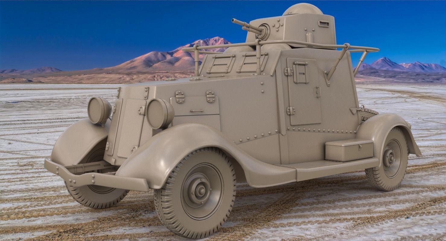 FAI M Armoured Car Clay VRay 3D model_1