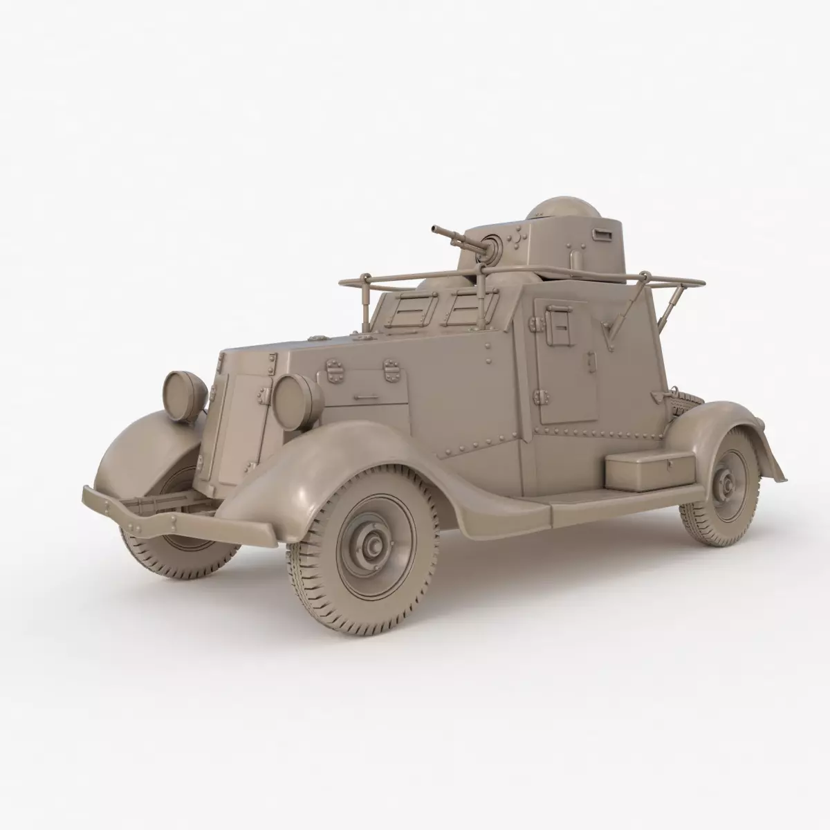 FAI M Armoured Car Clay VRay 3D model_0