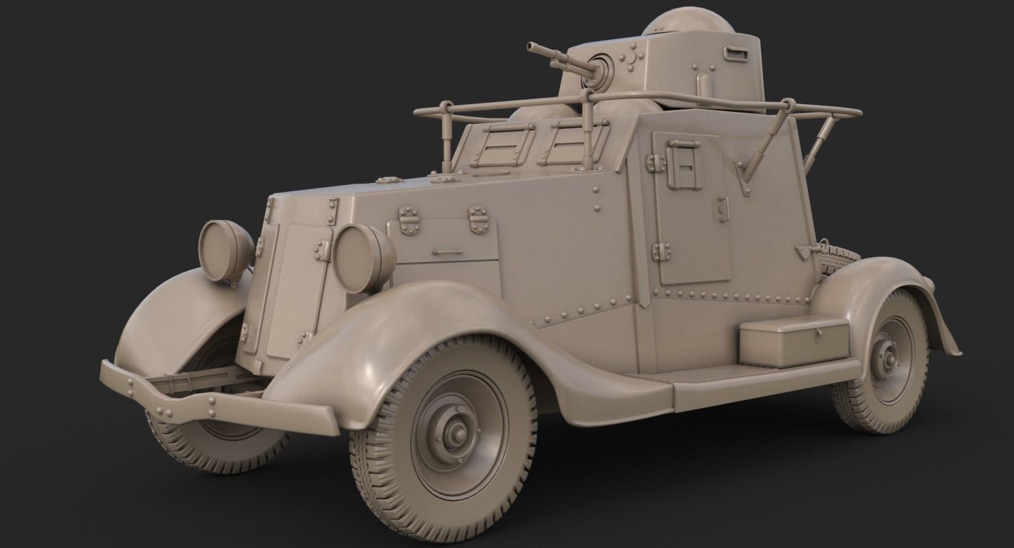 FAI M Armoured Car Clay VRay 3D model_5
