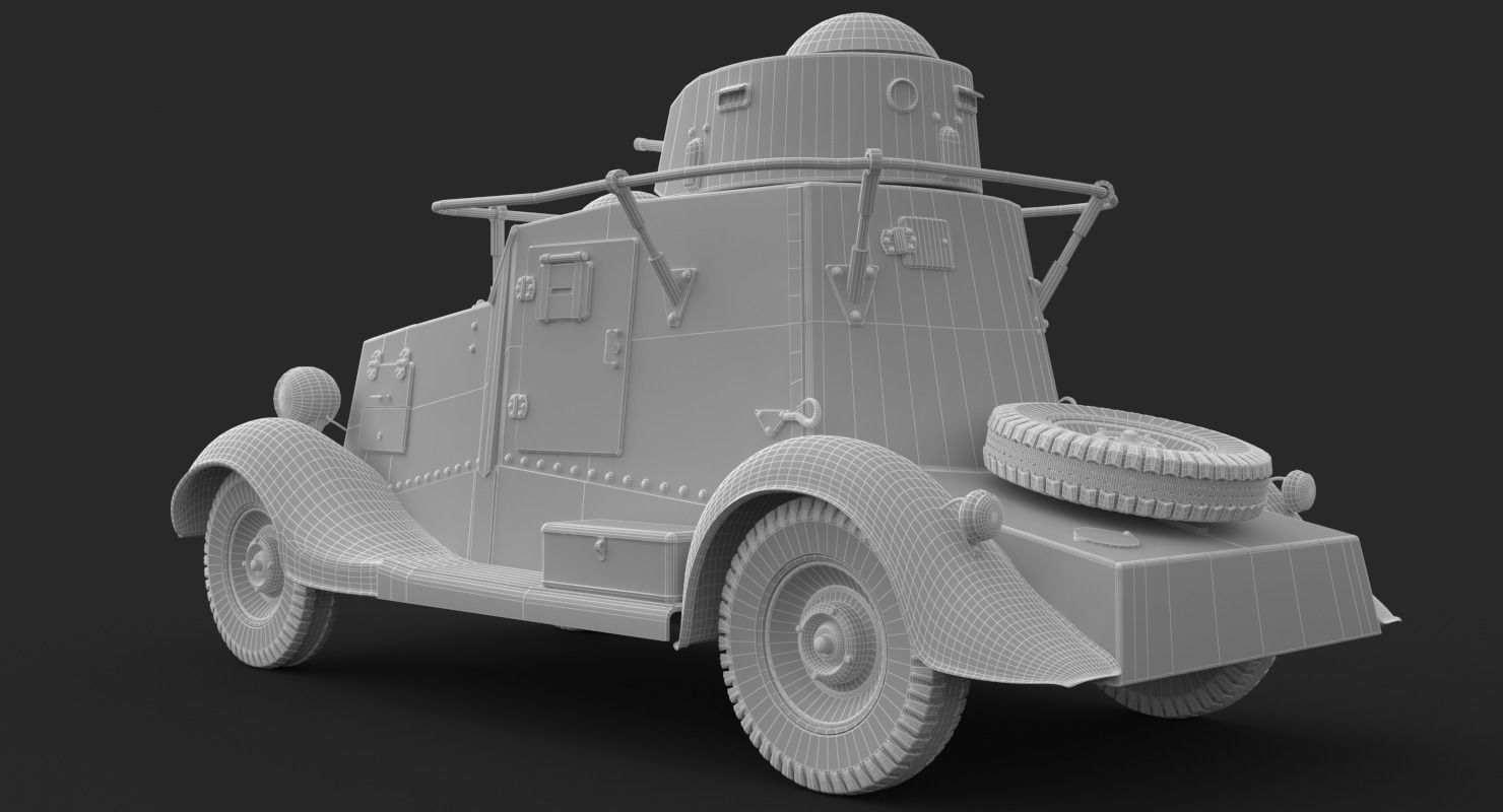 FAI M Armoured Car Clay VRay 3D model_17