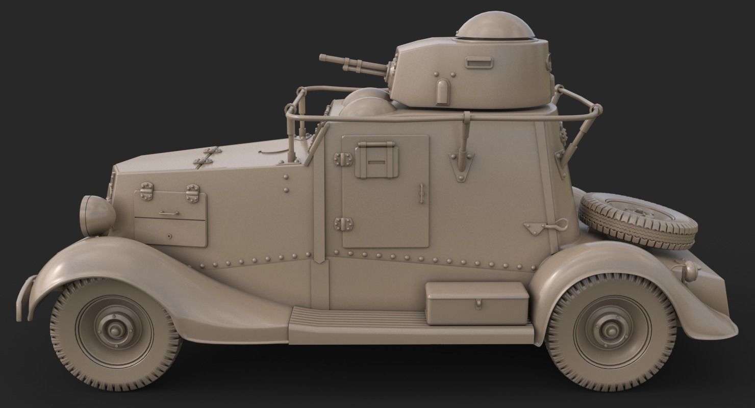 FAI M Armoured Car Clay VRay 3D model_6