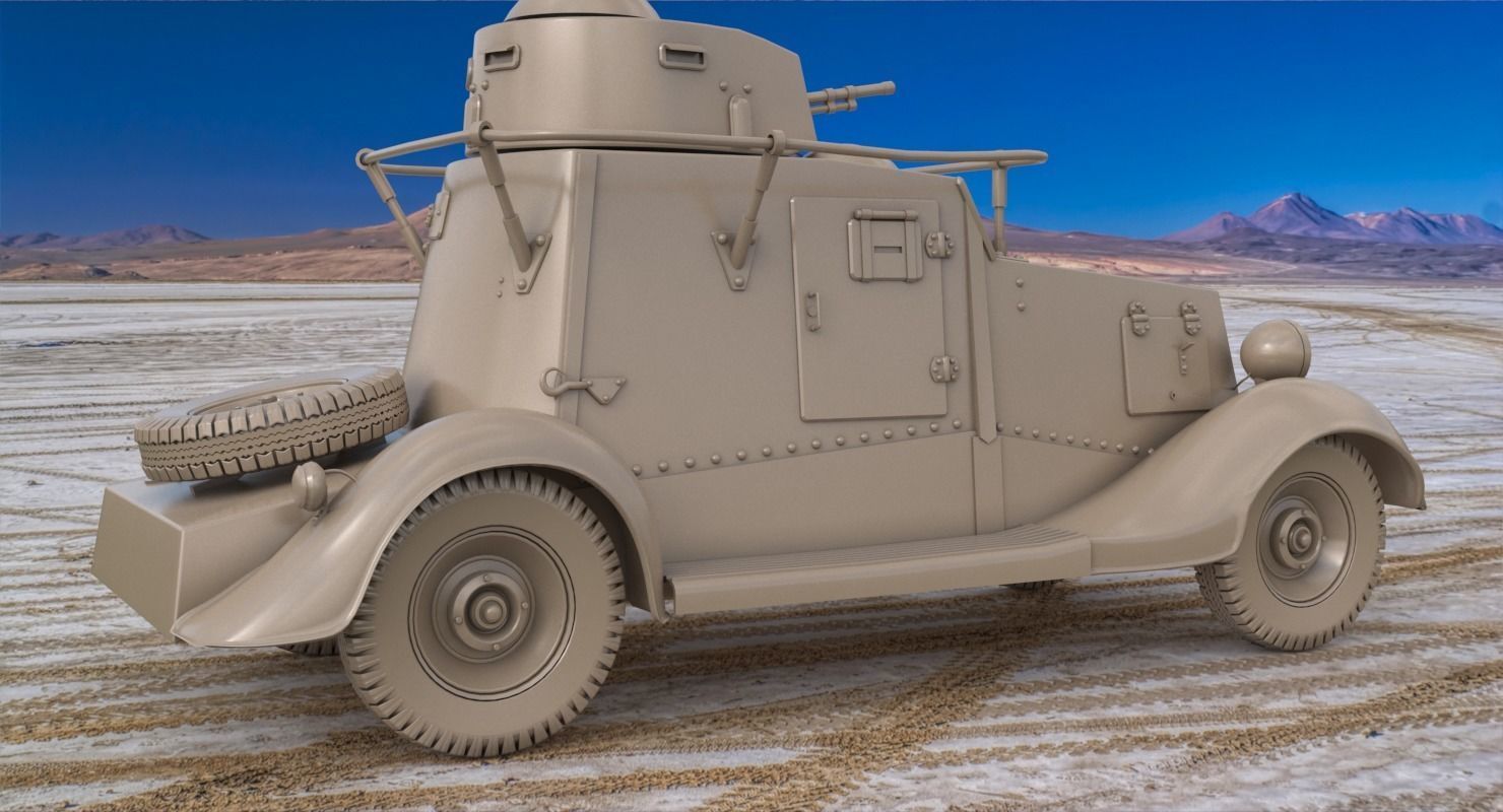 FAI M Armoured Car Clay VRay 3D model_4