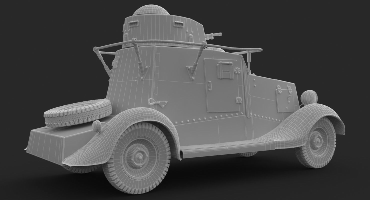 FAI M Armoured Car Clay VRay 3D model_18